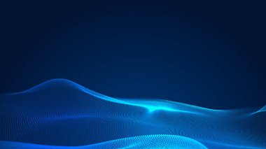Nokta mavi dalga ışık ekran gradyan doku arkaplanı. Soyut teknoloji büyük veri dijital arkaplanı. 3d oluşturma.