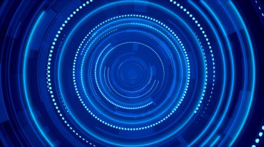 Mavi neon ışık teknolojisi. Yüksek teknoloji karanlık arka plan. Soyut grafik dijital gelecek konsept tasarımı.