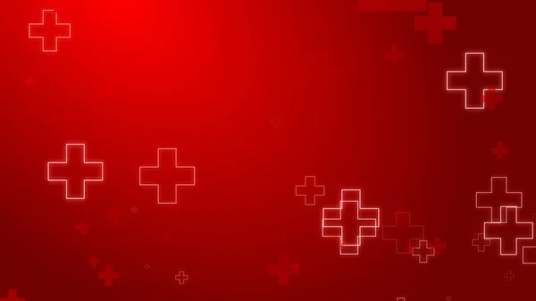 Medical Health Red Cross Neon Light Shapes Pattern Background Abstract — Stock Photo, Image