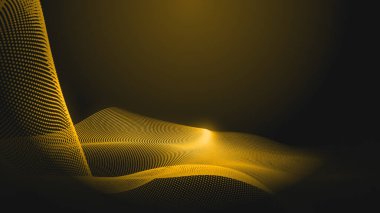 Nokta altın dalga ışık ekran gradyan doku arka planı. Soyut teknoloji büyük veri dijital arkaplanı. 3d oluşturma.