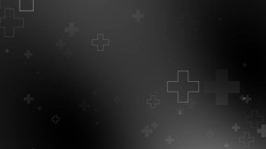 Tıbbi sağlık haçı siyah arkaplanda neon ışığı şekilleri oluşturur. Koronavirüslü soyut sağlık hizmetleri ölüm vakası kavramını etkiledi.