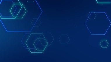 Altıgen geometrik mavi ışık teknolojisi yüksek teknoloji koyu arka plan. Soyut grafik dijital gelecek bilim konsept tasarımı.
