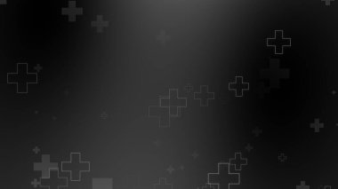 Tıbbi sağlık haçı siyah arkaplanda neon ışığı şekilleri oluşturur. Koronavirüslü soyut sağlık hizmetleri ölüm vakası kavramını etkiledi.