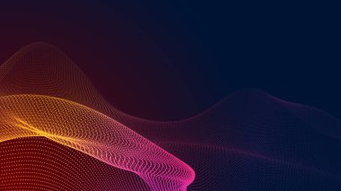 Nokta kırmızı mor dalga çizgisi açık renk gradyan koyu arkaplan. Soyut teknoloji büyük veri dijital arkaplanı. 3d oluşturma.