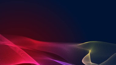 Nokta kırmızı mor dalga çizgisi açık renk gradyan koyu arkaplan. Soyut teknoloji büyük veri dijital arkaplanı. 3d oluşturma.