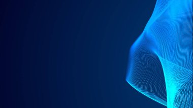 Nokta mavi dalga ışık ekran gradyan doku arkaplanı. Soyut teknoloji büyük veri dijital arkaplanı. 3d oluşturma.