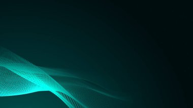 Nokta yeşil dalga ışık ekran gradyan doku arka planı. Soyut teknoloji büyük veri dijital arkaplanı. 3d oluşturma.