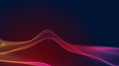 Nokta kırmızı mor dalga çizgisi açık renk gradyan koyu arkaplan. Soyut teknoloji büyük veri dijital arkaplanı. 3d oluşturma.