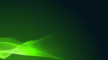 Nokta yeşil dalga ışık ekran gradyan dokusu koyu arkaplan. Soyut teknoloji büyük veri dijital arkaplanı. 3d oluşturma.