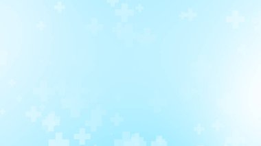 Soyut tıbbi sağlık, beyaz haç desenleri, mavi arka plan. Grafik çizimler sağlık teknolojisi ve bilim konsepti.