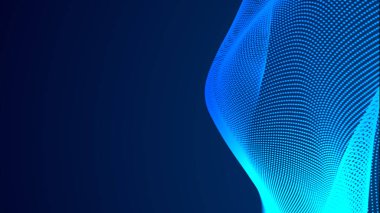 Nokta mavi dalga ışık ekran gradyan doku arkaplanı. Soyut teknoloji büyük veri dijital arkaplanı. 3d oluşturma.