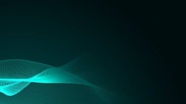 Nokta yeşil dalga ışık ekran gradyan doku arka planı. Soyut teknoloji büyük veri dijital arkaplanı. 3d oluşturma.