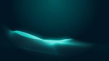 Nokta yeşil dalga ışık ekran gradyan doku arka planı. Soyut teknoloji büyük veri dijital arkaplanı. 3d oluşturma.