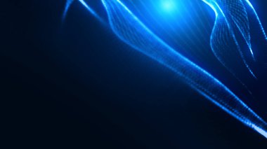 Nokta mavi dalga ışık ekran gradyan doku arkaplanı. Soyut ai teknolojisi büyük veri dijital arkaplanı. 3d oluşturma.