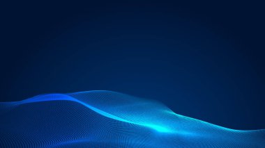 Nokta mavi dalga ışık ekran gradyan doku arkaplanı. Soyut teknoloji büyük veri dijital arkaplanı. 3d oluşturma.