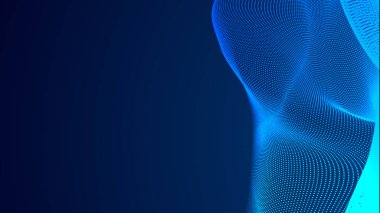 Nokta mavi dalga ışık ekran gradyan doku arkaplanı. Soyut teknoloji büyük veri dijital arkaplanı. 3d oluşturma.