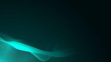 Nokta yeşil dalga ışık ekran gradyan doku arka planı. Soyut teknoloji büyük veri dijital arkaplanı. 3d oluşturma.