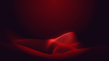 Nokta kırmızı mor dalga çizgisi açık renk gradyan koyu arkaplan. Soyut teknoloji büyük veri dijital arkaplanı. 3d oluşturma.