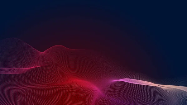 ドット赤紫色の波線の光グラデーション暗い背景 要旨技術ビッグデータデジタル背景 3Dレンダリング — ストック写真
