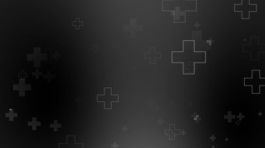 Tıbbi sağlık haçı siyah arkaplanda neon ışığı şekilleri oluşturur. Koronavirüslü soyut sağlık hizmetleri ölüm vakası kavramını etkiledi.