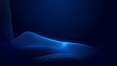 Nokta mavi dalga ışık ekran gradyan doku arkaplanı. Soyut ai teknolojisi büyük veri dijital arkaplanı. 3d oluşturma.