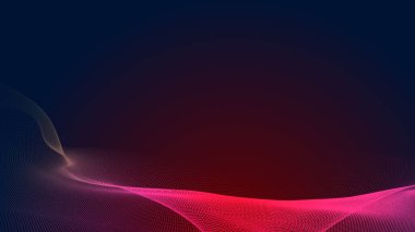 Nokta kırmızı mor dalga çizgisi açık renk gradyan koyu arkaplan. Soyut teknoloji büyük veri dijital arkaplanı. 3d oluşturma.