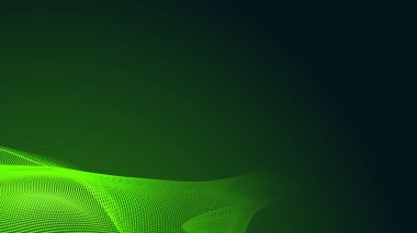 Nokta yeşil dalga ışık ekran gradyan dokusu koyu arkaplan. Soyut teknoloji büyük veri dijital arkaplanı. 3d oluşturma.