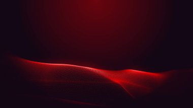 Nokta kırmızı mor dalga çizgisi açık renk gradyan koyu arkaplan. Soyut teknoloji büyük veri dijital arkaplanı. 3d oluşturma.