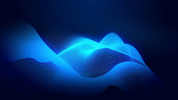ドットブルーの波光の画面グラデーションテクスチャの背景 概要Ai技術ビッグデータデジタル背景 3Dレンダリング — ストック写真