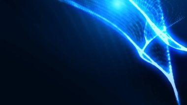 Nokta mavi dalga ışık ekran gradyan doku arkaplanı. Soyut ai teknolojisi büyük veri dijital arkaplanı. 3d oluşturma.