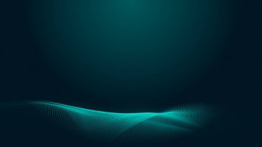 Nokta yeşil dalga ışık ekran gradyan doku arka planı. Soyut teknoloji büyük veri dijital arkaplanı. 3d oluşturma.