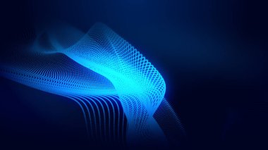 Nokta mavi dalga ışık ekran gradyan doku arkaplanı. Soyut ai teknolojisi büyük veri dijital arkaplanı. 3d oluşturma.