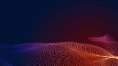 Nokta kırmızı mor dalga çizgisi açık renk gradyan koyu arkaplan. Soyut teknoloji büyük veri dijital arkaplanı. 3d oluşturma.