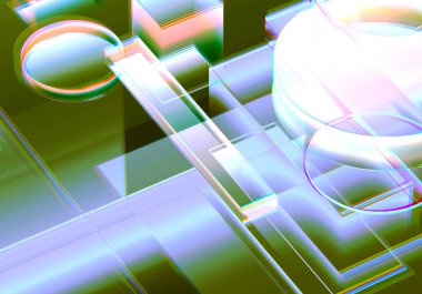 Verilerin 3 boyutlu görselleştirilmesi ve teknik arızalar. Soyut teknoloji yeniliği gelecekteki dijital arka plan. 3d oluşturma.