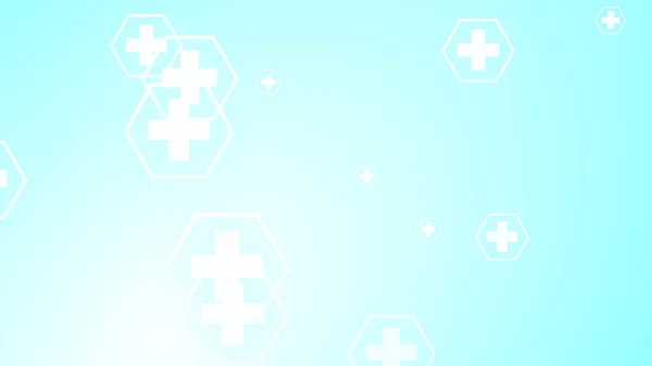 Hexagon Kors Geometriskt Vitt Mönster Medicinsk Ljus Blå Bakgrund Abstrakt — Stockfoto