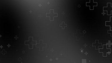 Tıbbi sağlık haçı siyah arkaplanda neon ışığı şekilleri oluşturur. Koronavirüslü soyut sağlık hizmetleri ölüm vakası kavramını etkiledi.