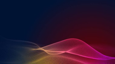 Nokta kırmızı mor dalga çizgisi açık renk gradyan koyu arkaplan. Soyut teknoloji büyük veri dijital arkaplanı. 3d oluşturma.
