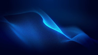 Nokta mavi dalga ışık ekran gradyan doku arkaplanı. Soyut ai teknolojisi büyük veri dijital arkaplanı. 3d oluşturma.