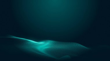 Nokta yeşil dalga ışık ekran gradyan doku arka planı. Soyut teknoloji büyük veri dijital arkaplanı. 3d oluşturma.