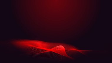 Nokta kırmızı mor dalga çizgisi açık renk gradyan koyu arkaplan. Soyut teknoloji büyük veri dijital arkaplanı. 3d oluşturma.