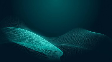 Nokta yeşil dalga ışık ekran gradyan doku arka planı. Soyut teknoloji büyük veri dijital arkaplanı. 3d oluşturma.