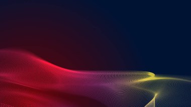 Nokta kırmızı mor dalga çizgisi açık renk gradyan koyu arkaplan. Soyut teknoloji büyük veri dijital arkaplanı. 3d oluşturma.