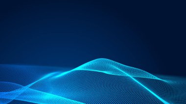 Nokta mavi dalga ışık ekran gradyan doku arkaplanı. Soyut teknoloji büyük veri dijital arkaplanı. 3d oluşturma.