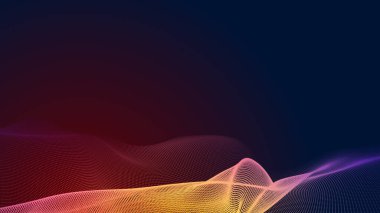 Nokta kırmızı mor dalga çizgisi açık renk gradyan koyu arkaplan. Soyut teknoloji büyük veri dijital arkaplanı. 3d oluşturma.