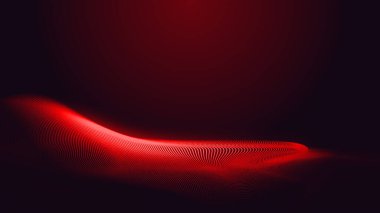 Nokta kırmızı mor dalga çizgisi açık renk gradyan koyu arkaplan. Soyut teknoloji büyük veri dijital arkaplanı. 3d oluşturma.