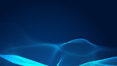 Nokta mavi dalga ışık ekran gradyan doku arkaplanı. Soyut teknoloji büyük veri dijital arkaplanı. 3d oluşturma.