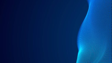 Nokta mavi dalga ışık ekran gradyan doku arkaplanı. Soyut teknoloji büyük veri dijital arkaplanı. 3d oluşturma.