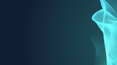 Nokta yeşil dalga ışık ekran gradyan doku arka planı. Soyut teknoloji büyük veri dijital arkaplanı. 3d oluşturma.