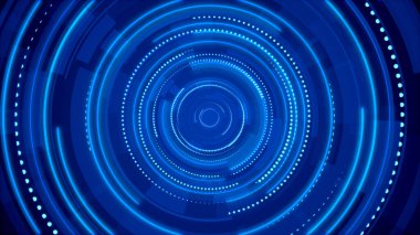 Mavi neon ışık teknolojisi. Yüksek teknoloji karanlık arka plan. Soyut grafik dijital gelecek konsept tasarımı.