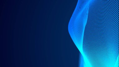 Nokta mavi dalga ışık ekran gradyan doku arkaplanı. Soyut teknoloji büyük veri dijital arkaplanı. 3d oluşturma.